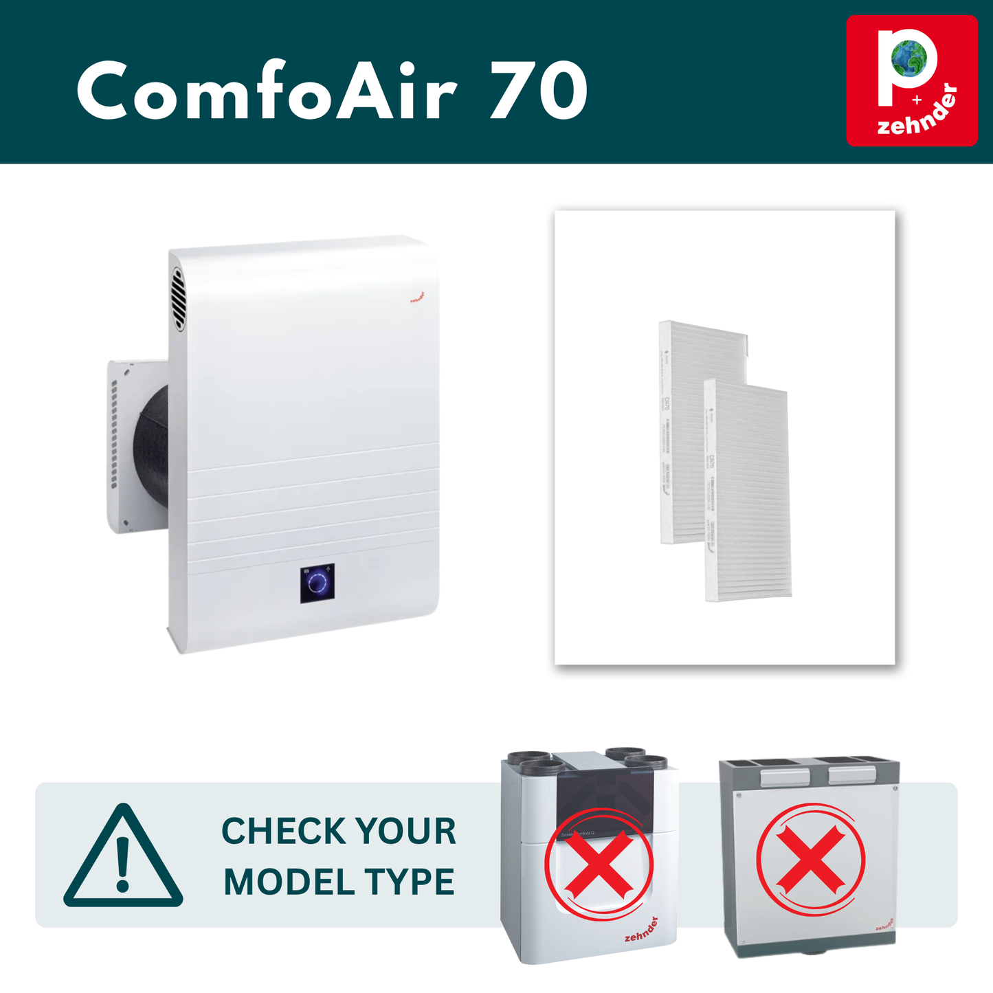 Zehnder ComfoAir 70 Filter Set - G4/G7 (MERV 7 & 13)